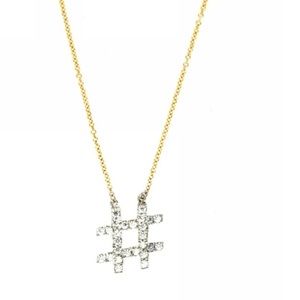 Pave Diamond Hashtag Necklace- Jennifer Miller
